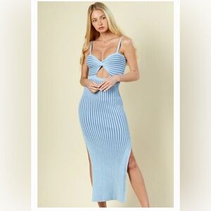 Fashion Nova Nora Knit Maxi Dress - Light Blue